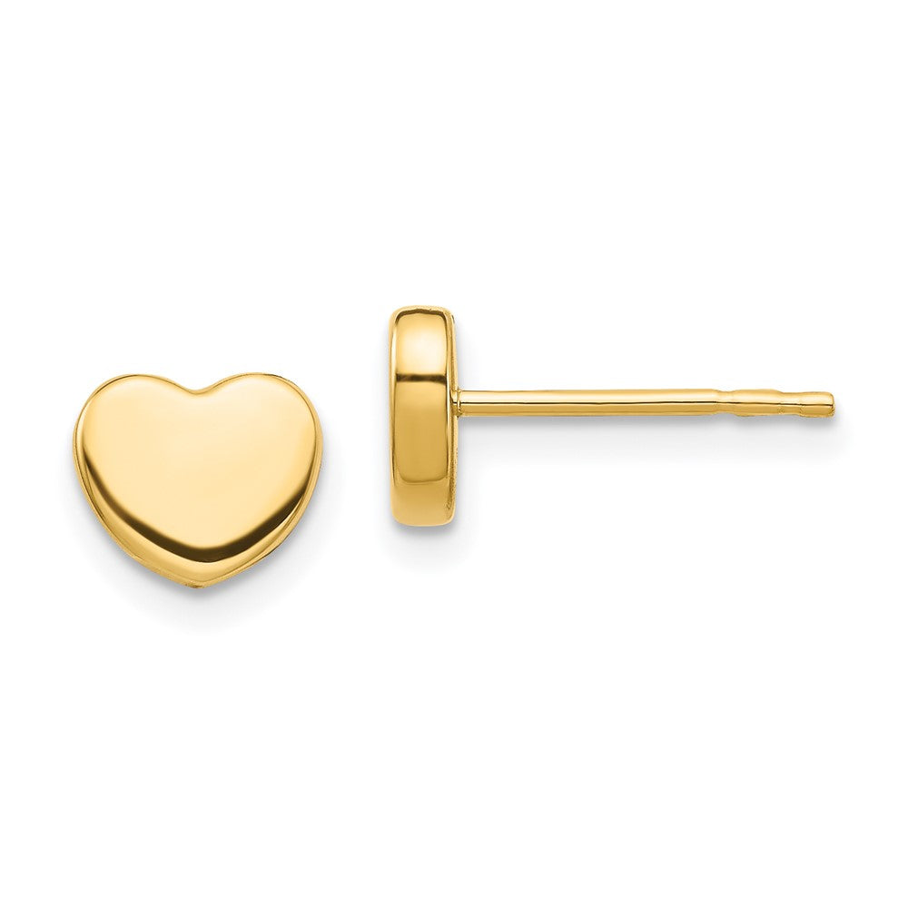 14K Yellow Gold Polished Heart Post Earrings