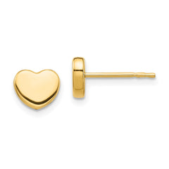 14K Yellow Gold Polished Heart Post Earrings