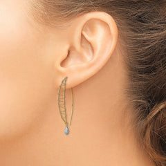 14K Two-Tone Gold Polished Wire Wrapped Diamond-cut Wire Dangle Earrings