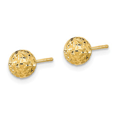 14K Yellow Gold 6mm Diamond-cut Ball Post Earrings