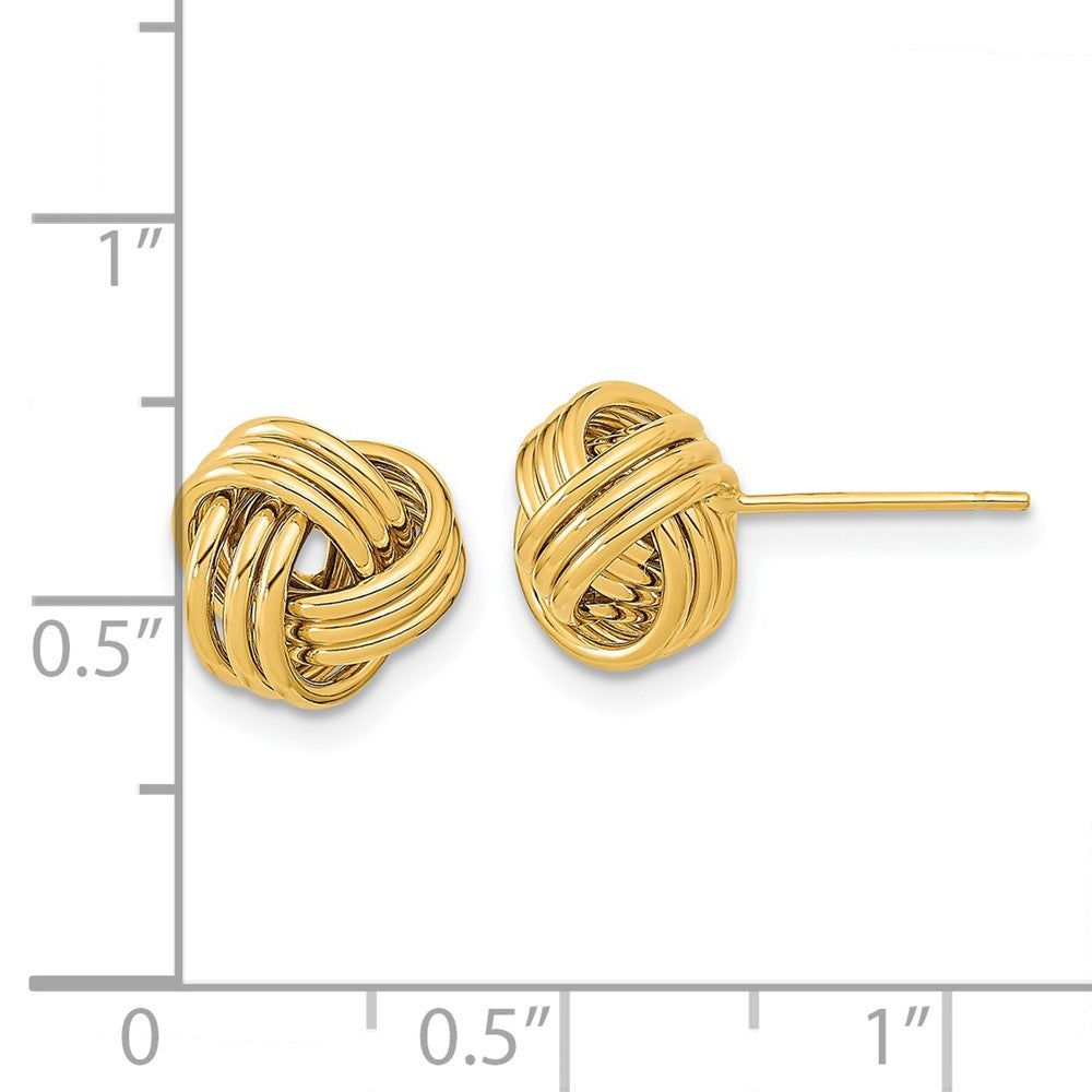 14K Yellow Gold Polished Triple Love Knot Post Earrings