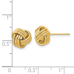 14K Yellow Gold Polished Triple Love Knot Post Earrings