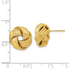 14K Yellow Gold Polished Textured Love Knot Post Earrings