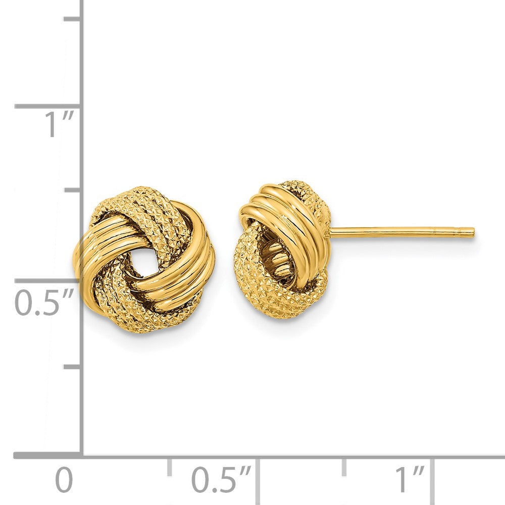 14K Yellow Gold Polished Textured Love Knot Post Earrings