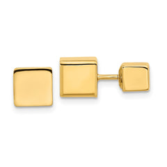 14K Yellow Gold 5mm 7mm Cube Front & Back Post Screwback Earrings