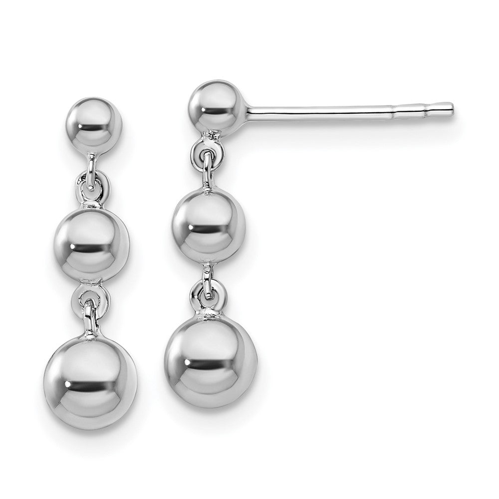14K White Gold Graduated 3 Ball Post Earrings