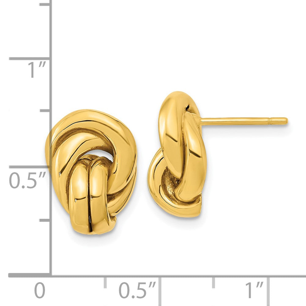 14K Yellow Gold Polished Love Knot Hollow Post Earrings