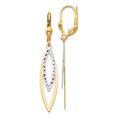 14K Two-Tone Gold Diamond-cut Leverback Earrings