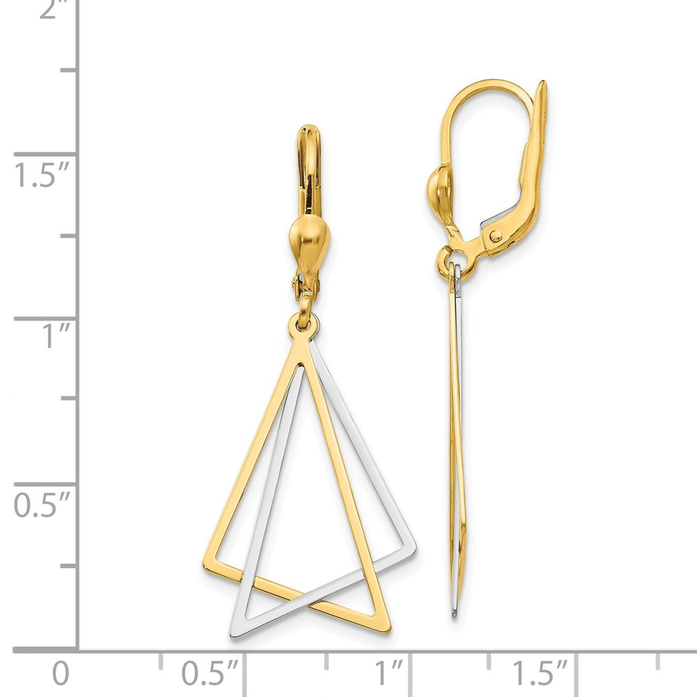 14K Two-Tone Gold Leverback Drop Earrings