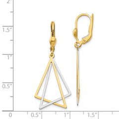 14K Two-Tone Gold Leverback Drop Earrings
