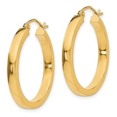14K Yellow Gold 2x3mm Square Tube Hoops