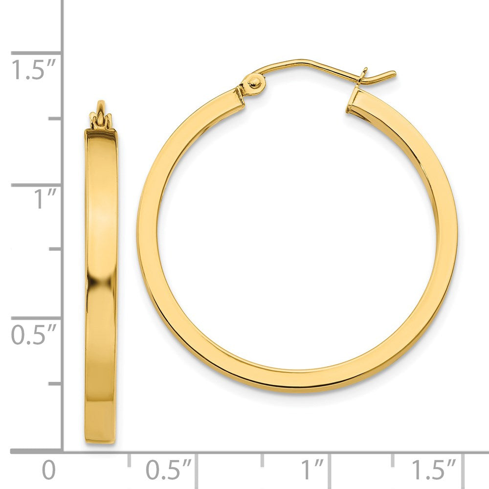 14K Yellow Gold 2x3mm Square Tube Hoops