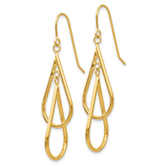 14K Yellow Gold Fancy Hoop Dangle Earrings