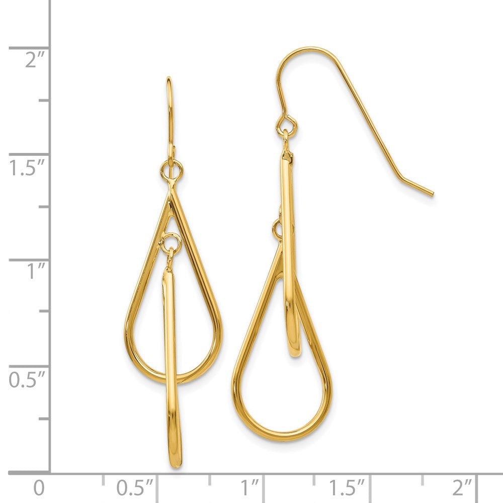 14K Yellow Gold Fancy Hoop Dangle Earrings