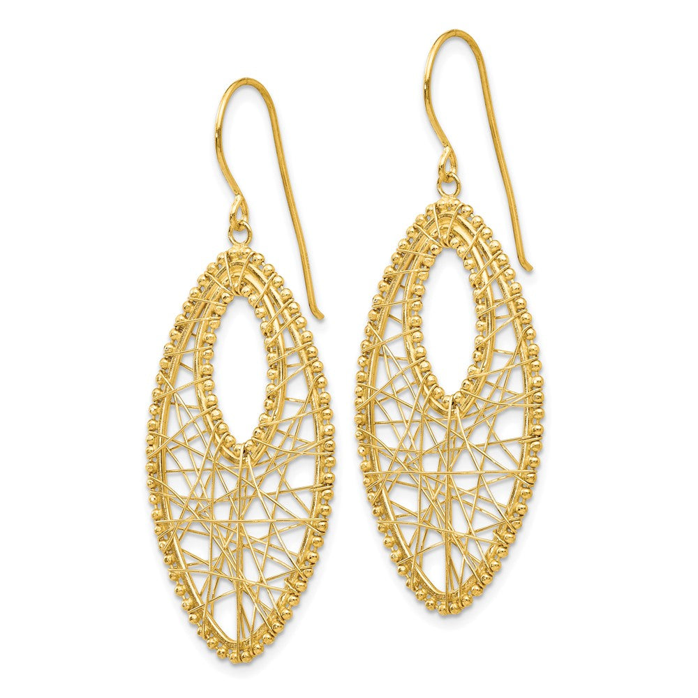14K Yellow Gold Oval & Web Earrings