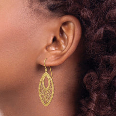 14K Yellow Gold Oval & Web Earrings