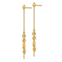 14K Yellow Gold Diamond-cut Heart Post Dangle Earrings