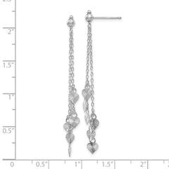 14K White Gold Diamond-cut Heart Post Dangle Earrings
