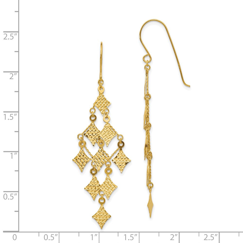 14K Yellow Gold Diamond-cut Chandelier Earrings