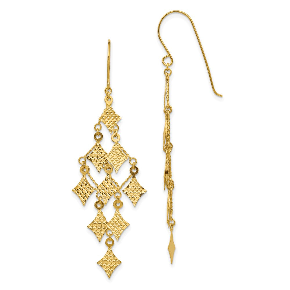 14K Yellow Gold Diamond-cut Chandelier Earrings
