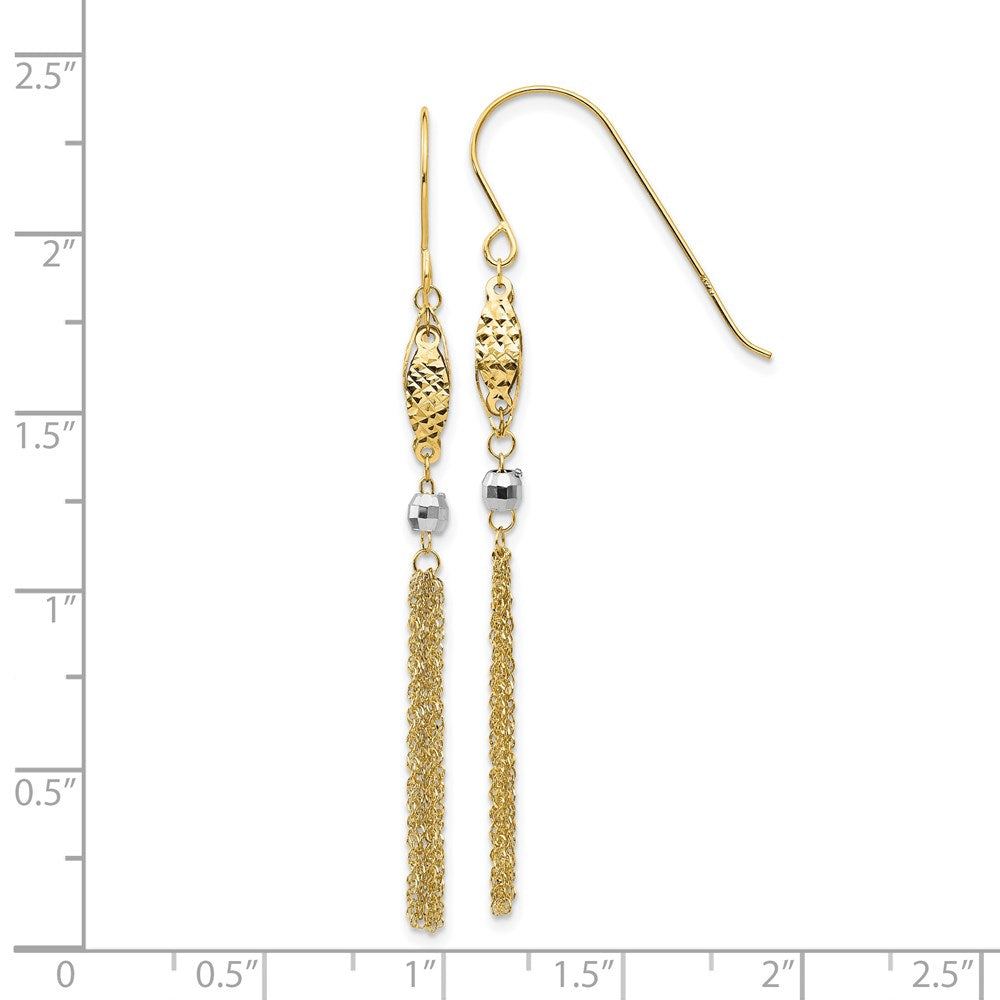 14K Two-Tone Gold Bead and Chain Dangle Earrings