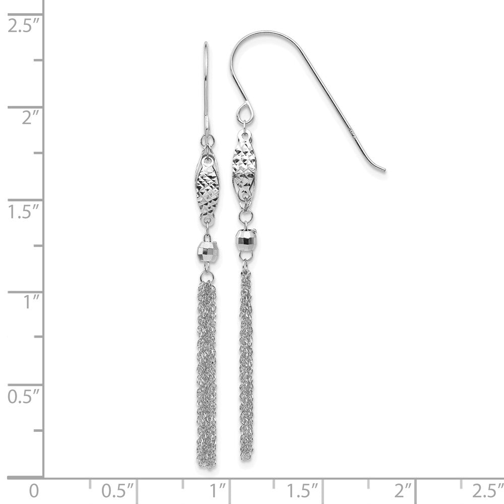 14K White Gold Bead and Chain Dangle Earrings