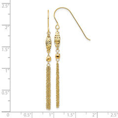 14K Yellow Gold Bead and Chain Dangle Earrings