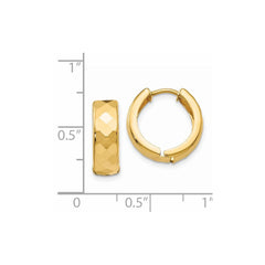14K Yellow Gold Textured Hinged Hoop Earrings