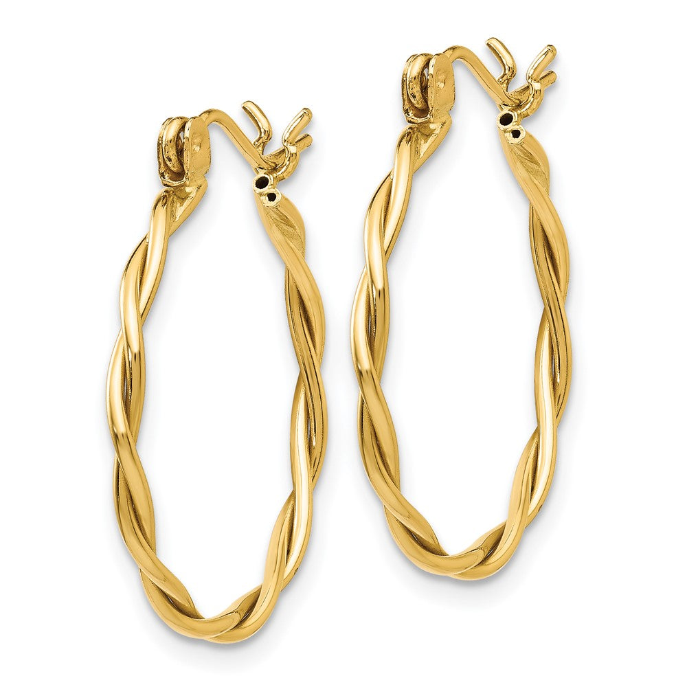 14K Yellow Gold Polished Twisted Circle Hoop Earrings