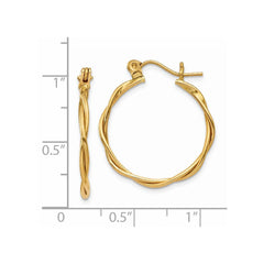 14K Yellow Gold Polished Twisted Circle Hoop Earrings