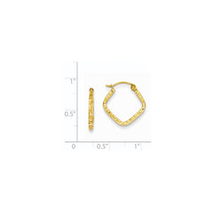 14K Yellow Gold Diamond-cut Squared Hoop Earrings