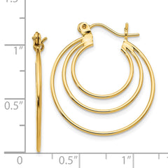 14K Yellow Gold Polished Circles Hoop Earrings