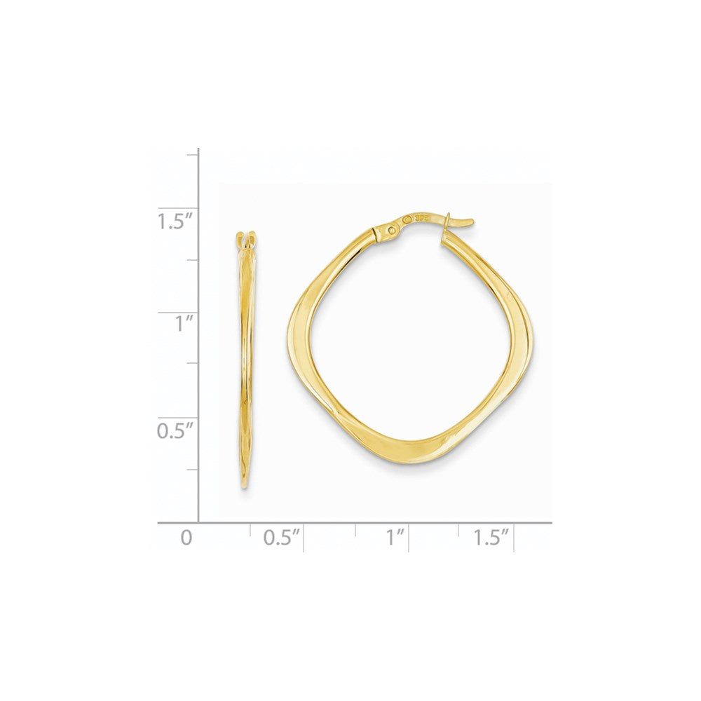 14K Yellow Gold Tapered Square Hoop Earrings