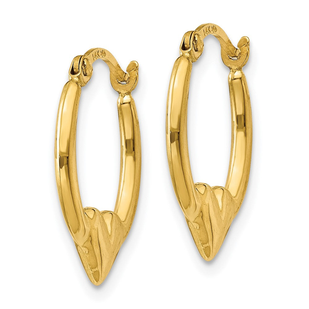 14K Yellow Gold Heart Hoop Earrings