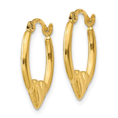 14K Yellow Gold Heart Hoop Earrings