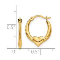 14K Yellow Gold Heart Hoop Earrings