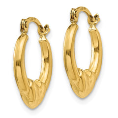 14K Yellow Gold Hollow Heart Hoop Earrings