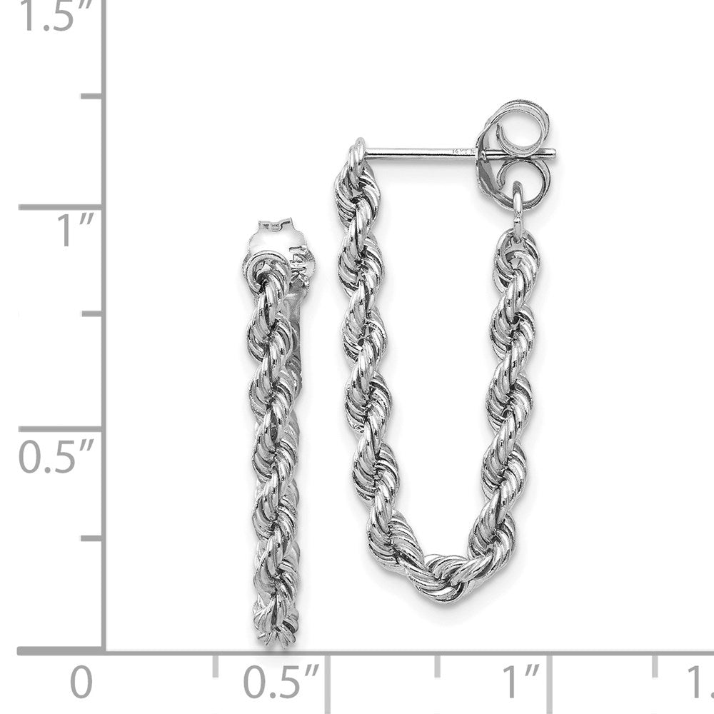 14K White Gold Rope Chain Dangle Post Earrings