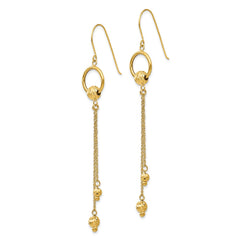 14K Yellow Gold Diamond-cut Dangle Shepherd Hook Earrings