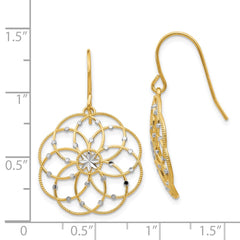 14K Two-Tone Gold Diamond-cut Fancy Shepherd Hook Earrings