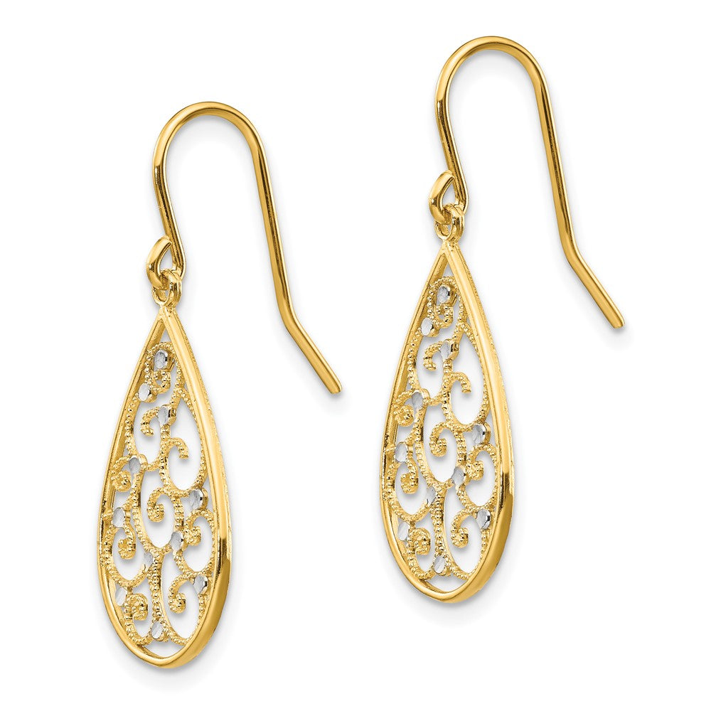 14K Two-Tone Gold Polished Teardrop Earrings