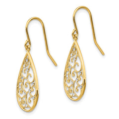 14K Two-Tone Gold Polished Teardrop Earrings