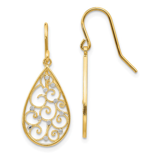14K Two-Tone Gold Polished Teardrop Earrings