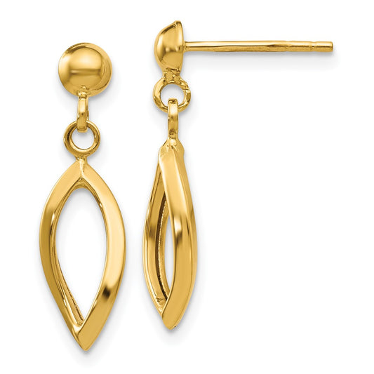 14K Yellow Gold Post Dangle Earrings