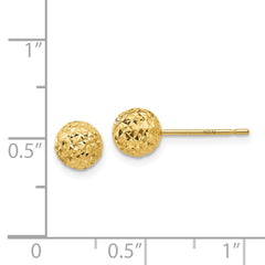 14K Yellow Gold Diamond-cut Ball Post Earrings