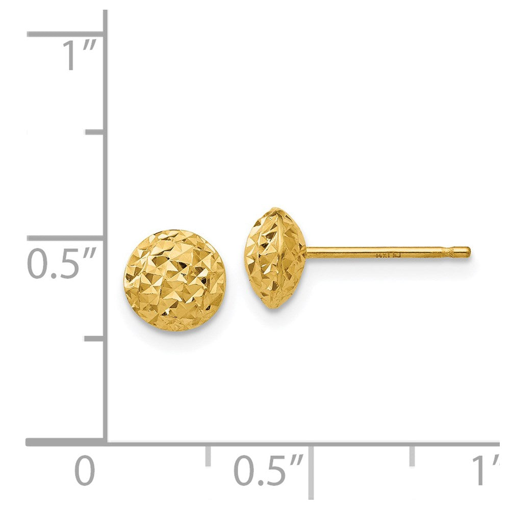 14K Yellow Gold 6mm Puff Circle Post Earrings