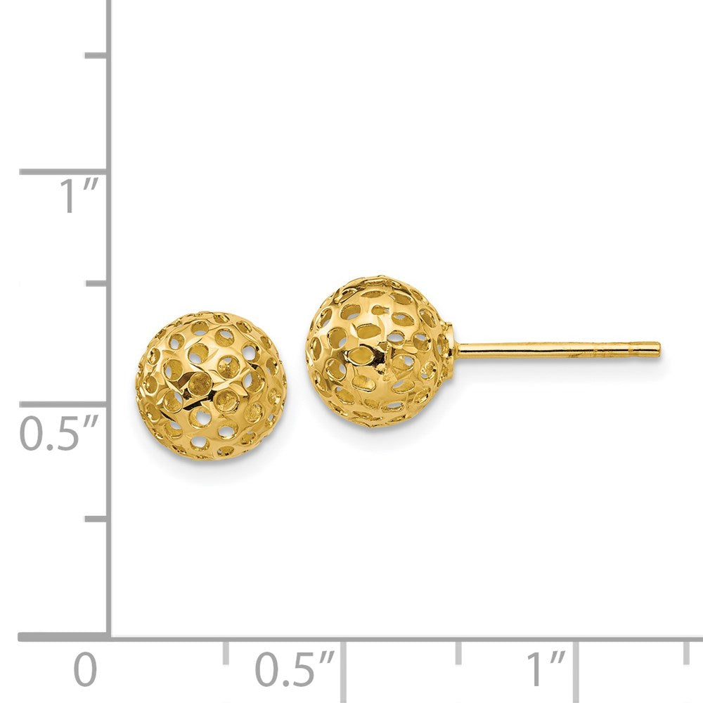 14K Yellow Gold Diamond-cut Bead Post Earrings