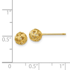 14K Yellow Gold Open Diamond-cut Ball Post Earrings