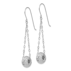 14K White Gold Chain with Diamond-cut Puff Donut Bead Earrings