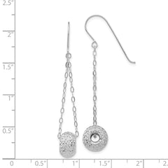14K White Gold Chain with Diamond-cut Puff Donut Bead Earrings